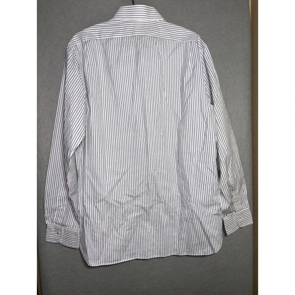 Polo Ralph Lauren Regent Dress Shirt Mens 17 43 Striped Purple Blue‎ Cotton READ